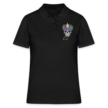 Mardi Gras Masque Fleur Sucre Dia de Los Muertos - Polo Femme - noir - Devant - Ailine (174cm)