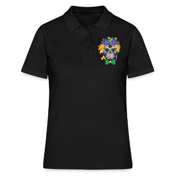 Mardi Gras Costume Fleur Sucre Dia De Los Muertos - Polo Femme - noir - Devant - Ailine (174cm)