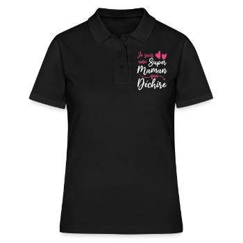 Super Mom Mommy Mama France French Mother's Day - Women's Polo Shirt - black - Front - Ailine (174cm)