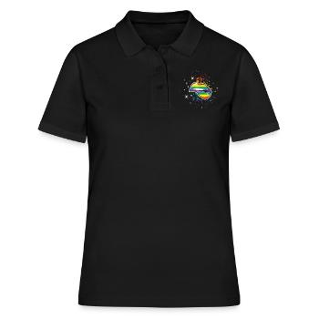 Bite Lips Gay LGBTQ Rainbow LGBT Pride Month - Women's Polo Shirt - black - Front - Ailine (174cm)