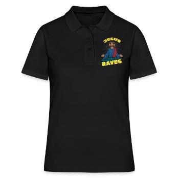 Jesus Raves DJ Raver Rave Hard Techno Dark Tekno - Women's Polo Shirt - black - Front - Ailine (174cm)