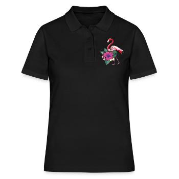 Tropische Flamingopalme Surf Hallo Sommer - Frauen Polo Shirt - Schwarz - Vorne - Ailine (174cm)