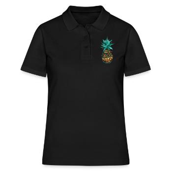 Ananas tropical Hawaii Surf Hello Summer - Polo Femme - noir - Devant - Ailine (174cm)