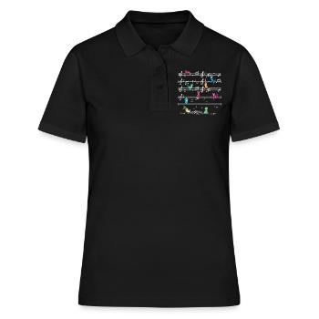 Colorful Cat Playing On Musical Notes Musician - Women's Polo Shirt - black - Front - Ailine (174cm)