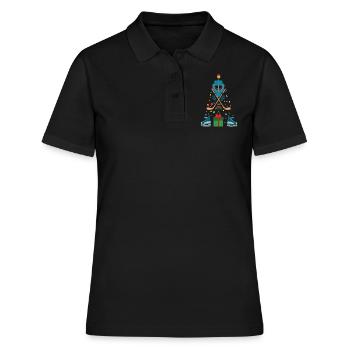 Dezember 2021 Winter Hockeyspieler Weihnachten - Frauen Polo Shirt - Schwarz - Vorne - Ailine (174cm)