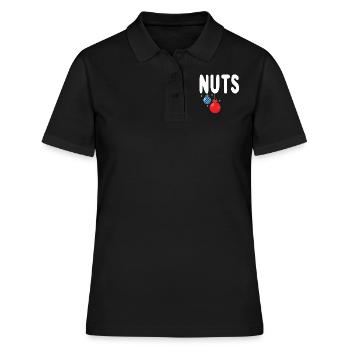 Lustige hängende Nüsse Feiertag Dezember Weihnachten - Frauen Polo Shirt - Schwarz - Vorne - Ailine (174cm)