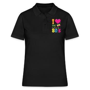 Liebe 80er Jahre Karneval 80er Jahre Retro Party 1980 - Frauen Polo Shirt - Schwarz - Vorne - Ailine (174cm)