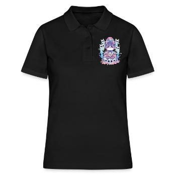 Chat Ouija Kawaii Occulte Satanique Pastel Gothique - Polo Femme - noir - Devant - Ailine (174cm)