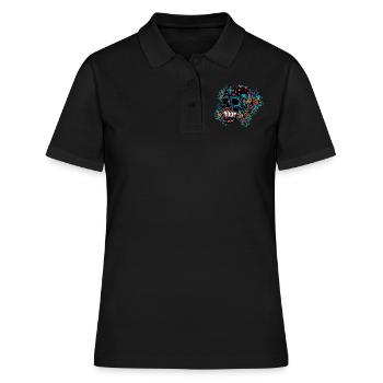 Colorful Dia De Los Muertos Halloween Floral - Women's Polo Shirt - black - Front - Ailine (174cm)