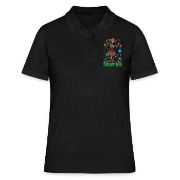 Blumen Muertos Tag der Toten Halloween - Frauen Polo Shirt - Schwarz - Vorne - Ailine (174cm)