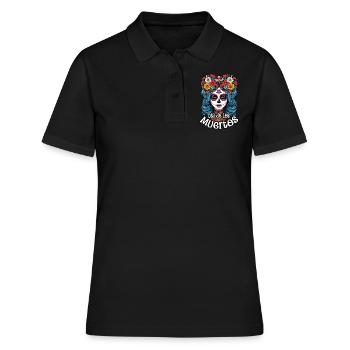 La Catrina Floral Muertos Tag Des Toten - Frauen Polo Shirt - Schwarz - Vorne - Ailine (174cm)
