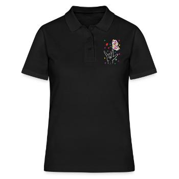 Autisme papillon puzzle signe de la main - Polo Femme - noir - Devant - Ailine (174cm)