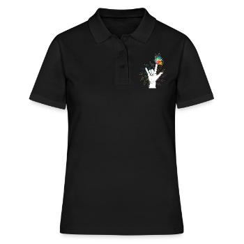 Autisme signe de la main papillon - Polo Femme - noir - Devant - Ailine (174cm)