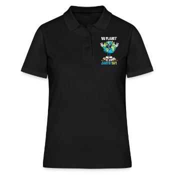 Go Planet Es Ist Dein Earth Day Freude - Frauen Polo Shirt - Schwarz - Vorne - Ailine (174cm)