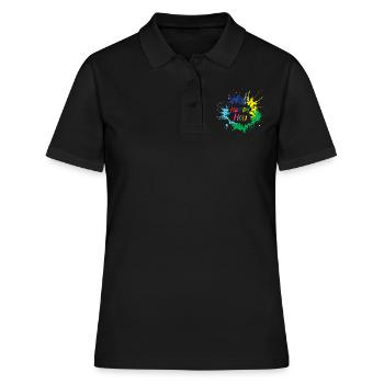Fröhliches Holi Festival Farbenfrohes Design - Frauen Polo Shirt - Schwarz - Vorne - Ailine (174cm)