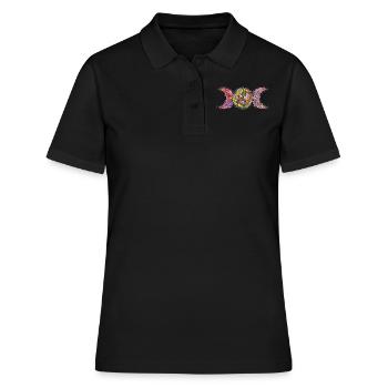Ostara Blossoms Triple Moon Symbol - Women's Polo Shirt - black - Front - Ailine (174cm)