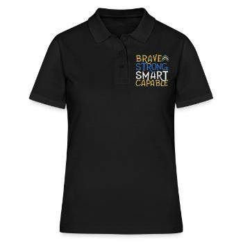 Courageux Fort Intelligent Capable Syndrome de Down Force - Polo Femme - noir - Devant - Ailine (174cm)