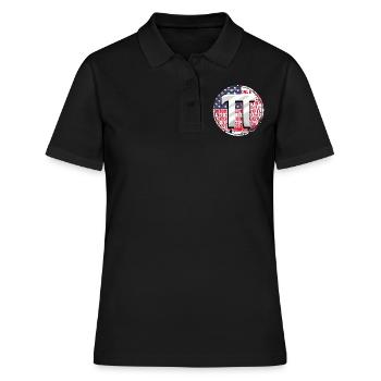 Numéros de balise Pi avec drapeau américain - Polo Femme - noir - Devant - Ailine (174cm)