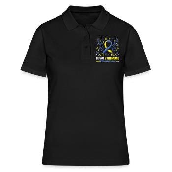 Down Syndrom Bewusstsein Mit Herzblumen - Frauen Polo Shirt - Schwarz - Vorne - Ailine (174cm)