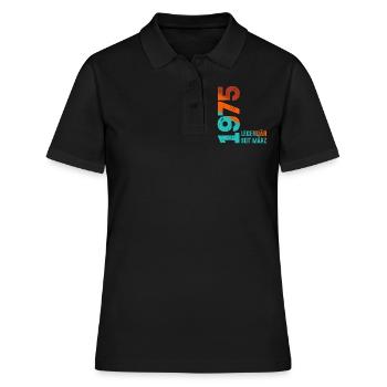 Legendär Seit März 1975 März 1975 Geburtstag 1975 - Frauen Polo Shirt - Schwarz - Vorne - Ailine (174cm)