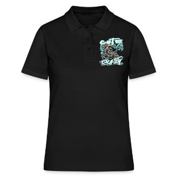 Mignon mais fou zèbre style bande dessinée Motif drôle - Polo Femme - noir - Devant - Ailine (174cm)