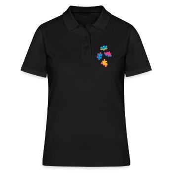 vier Puzzleteile - Frauen Polo Shirt - Schwarz - Vorne - Ailine (174cm)