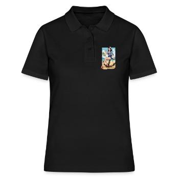 Pin-up de marin de plage - Polo Femme - noir - Devant - Ailine (174cm)