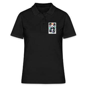 Panda - Frauen Polo Shirt - Schwarz - Vorne - Ailine (174cm)