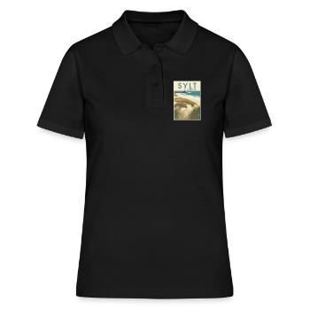 Sylt Germany | Vintage Beach Travel Poster - Frauen Polo Shirt - Schwarz - Vorne - Ailine (174cm)