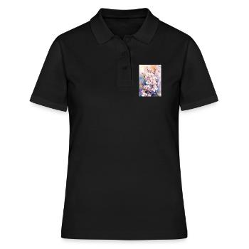 Aquarellfarben pastellfarbene Kirschblüten - Frauen Polo Shirt - Schwarz - Vorne - Ailine (174cm)