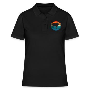 Cadeau de ferme laitière Cow Retro Moo Farmer - Polo Femme - noir - Devant - Ailine (174cm)