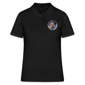 Eagle owl in winter - Women's Polo Shirt - black - Front - Ailine (174cm)