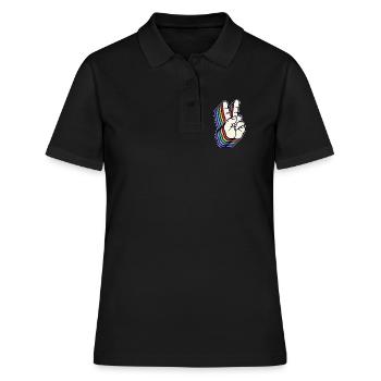 Weltfrieden Friedenszeichen Freiheit Menschheit - Frauen Polo Shirt - Schwarz - Vorne - Ailine (174cm)