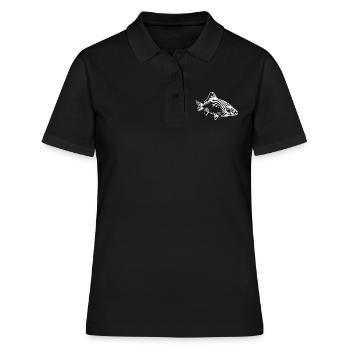 Vintage Karpfen - grimmiger Karpfenfisch - Frauen Polo Shirt - Schwarz - Vorne - Ailine (174cm)