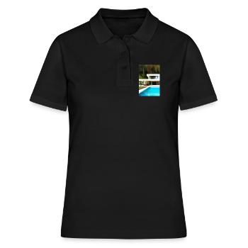 Weiße Villa mit Pool - Frauen Polo Shirt - Schwarz - Vorne - Ailine (174cm)