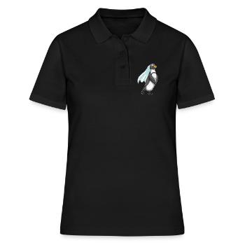 Pingouin voile de mariée mariage - Polo Femme - noir - Devant - Ailine (174cm)