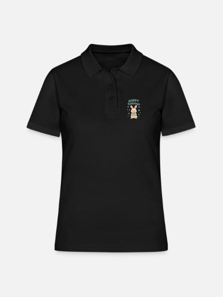 Lapin houblonné des vacances avec cadeau - Lapin de Noël - Polo Femme - noir
