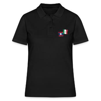 Laos Italien Vintage Flagge Italienisch Laote - Frauen Polo Shirt - Schwarz - Vorne - Ailine (174cm)