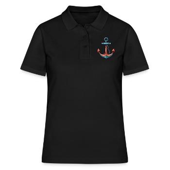 Anker Symbol Hafen - Frauen Polo Shirt - Schwarz - Vorne - Ailine (174cm)