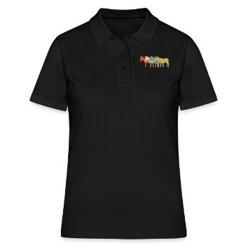 Retro Esel - Frauen Polo Shirt - Schwarz - Vorne - Ailine (174cm)