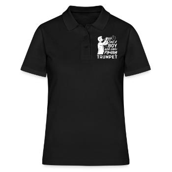 Trumpet Player Just A Boy Who - Frauen Polo Shirt - Schwarz - Vorne - Ailine (174cm)