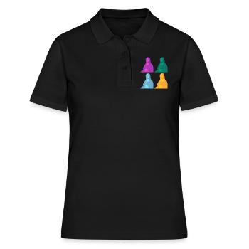 Mona Lisa Popart - Frauen Polo Shirt - Schwarz - Vorne - Ailine (174cm)