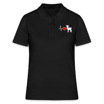 Silhouette de chèvre avec ligne de cœur et cœur rouge - Polo Femme - noir - Devant - Ailine (174cm)