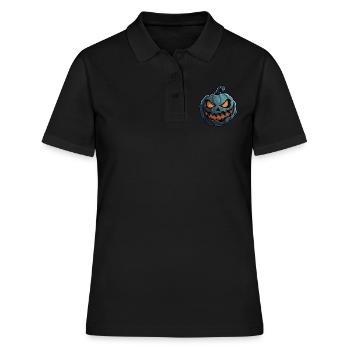 Grinsendes Kürbis Gesicht - Kürbis Halloween - Frauen Polo Shirt - Schwarz - Vorne - Ailine (174cm)