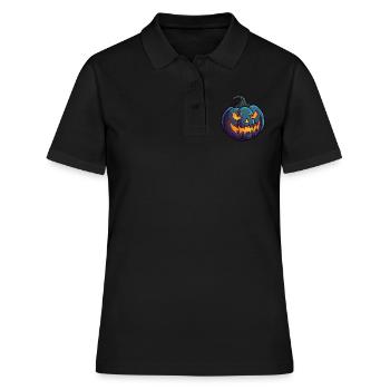 Grimace sauvage Citrouille d’Halloween Yeux brillants - Polo Femme - noir - Devant - Ailine (174cm)