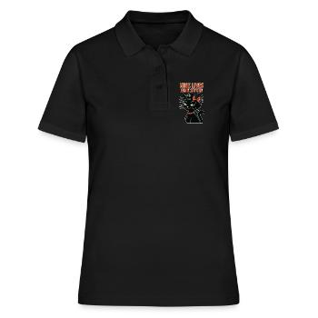 Rockabilly Katze: 50er Jahre Retro - Frauen Polo Shirt - Schwarz - Vorne - Ailine (174cm)
