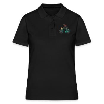 Fröhlicher Dackel fährt Fahrrad - Dackel - Frauen Polo Shirt - Schwarz - Vorne - Ailine (174cm)