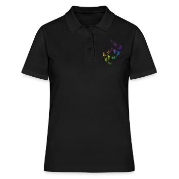 Schmetterling Schwarm Harmonie Regenbogen - Frauen Polo Shirt - Schwarz - Vorne - Ailine (174cm)