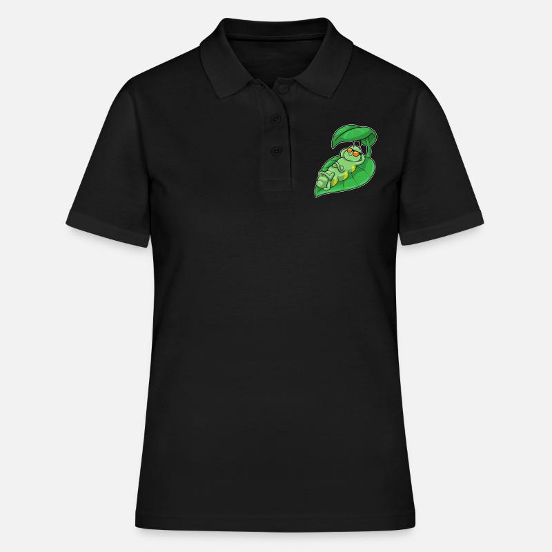 Chenille avec feuille - Polo Femme - noir