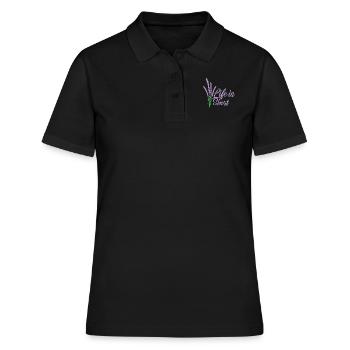 Life is short Lavendel Garten Duft - Frauen Polo Shirt - Schwarz - Vorne - Ailine (174cm)
